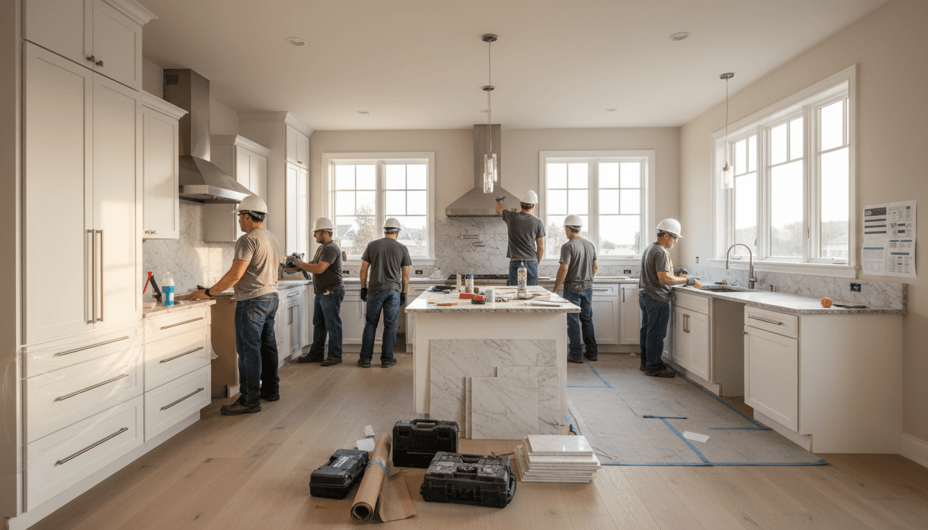 AMG Construction team completing a kitchen renovation in Toronto