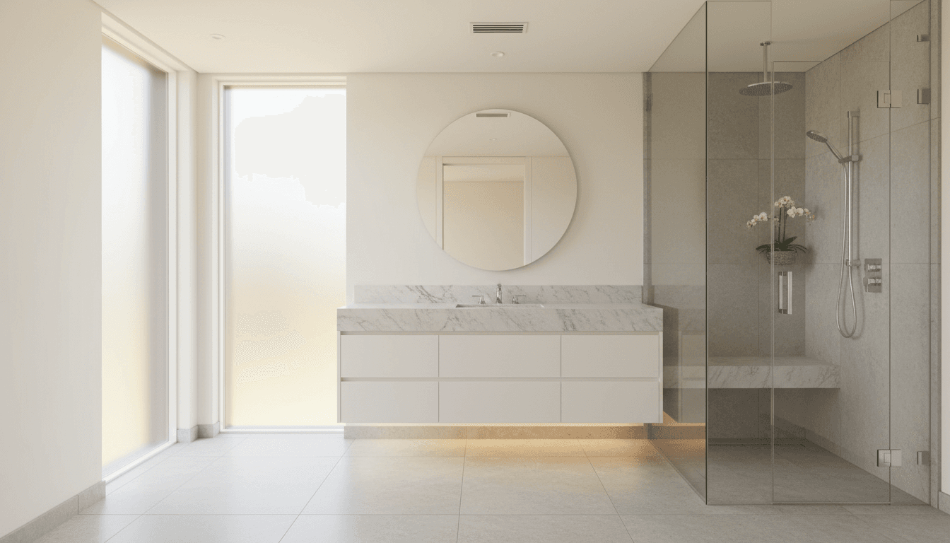 Bathroom remodel with new fixtures and tiling